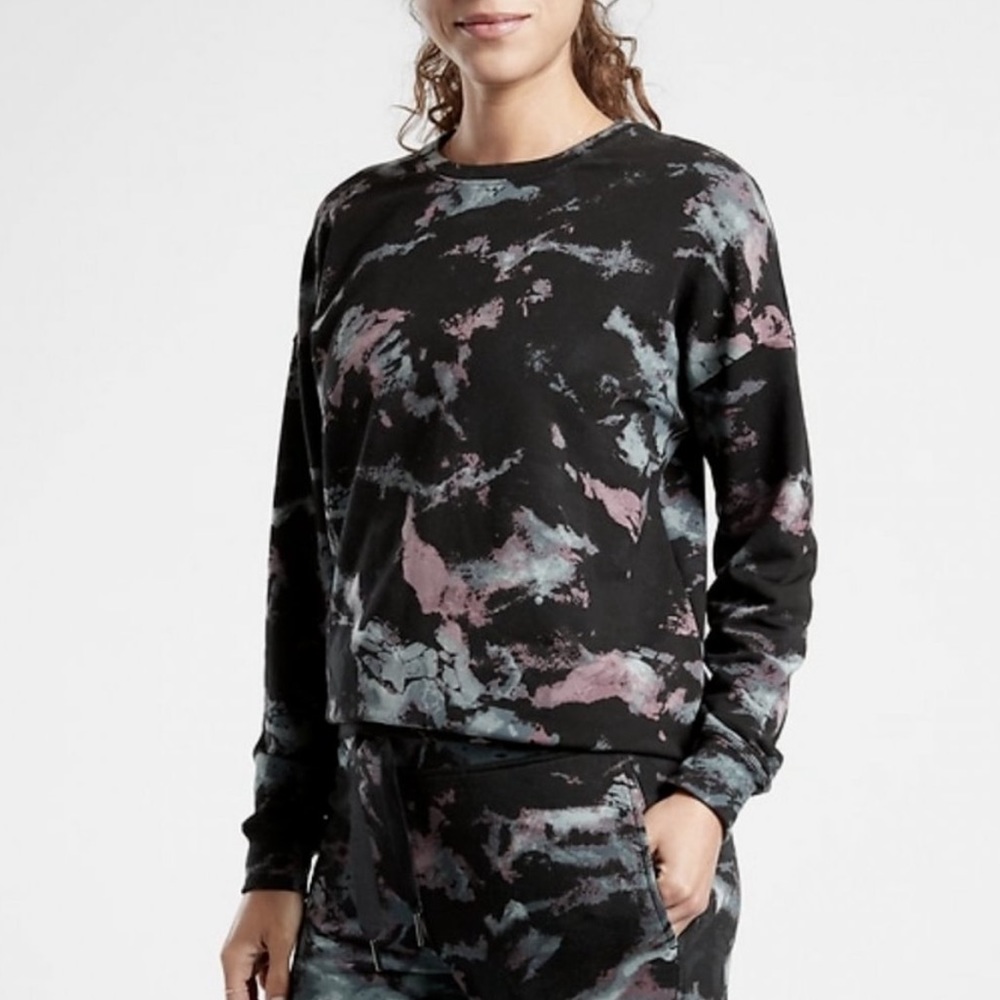 Athleta Balance Pullover Crewneck Sweatshirt Marine Black Medium